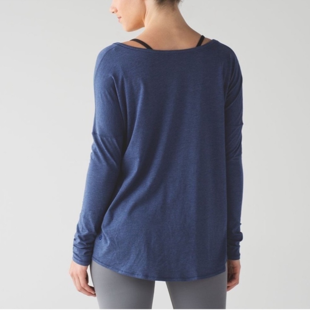 Lululemon Flip Your Dog Long Sleeve Tee Shirt Heathered Hero Blue small - Picture 3 of 7